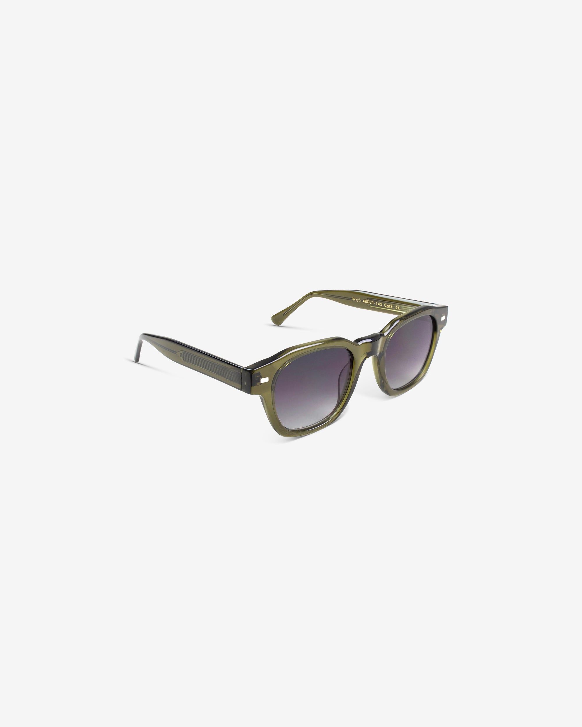Lunettes de soleil Jerry.S Gris Vert — monture rectangulaire acétate, vue de trois-quarts