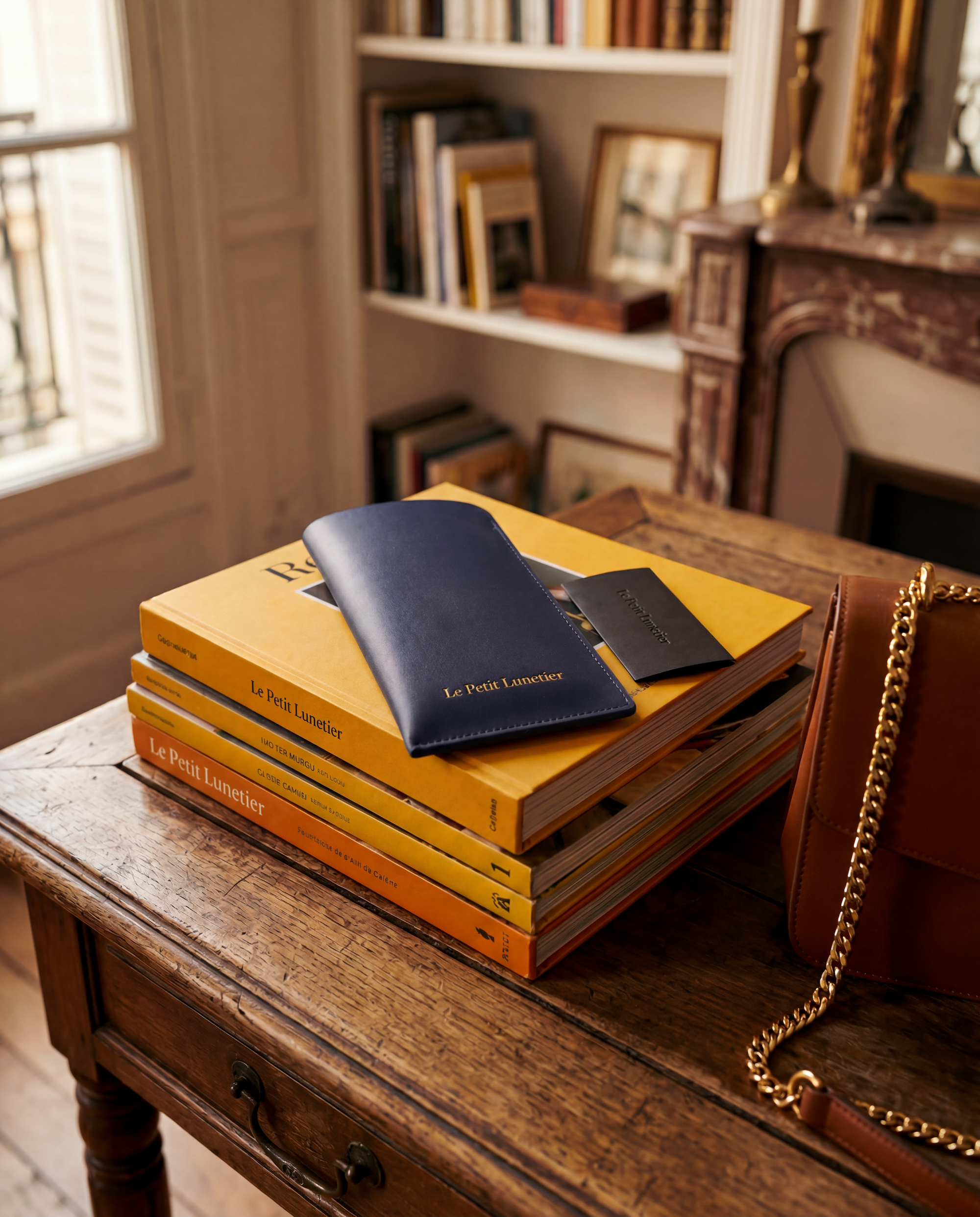 Blue leather pouch