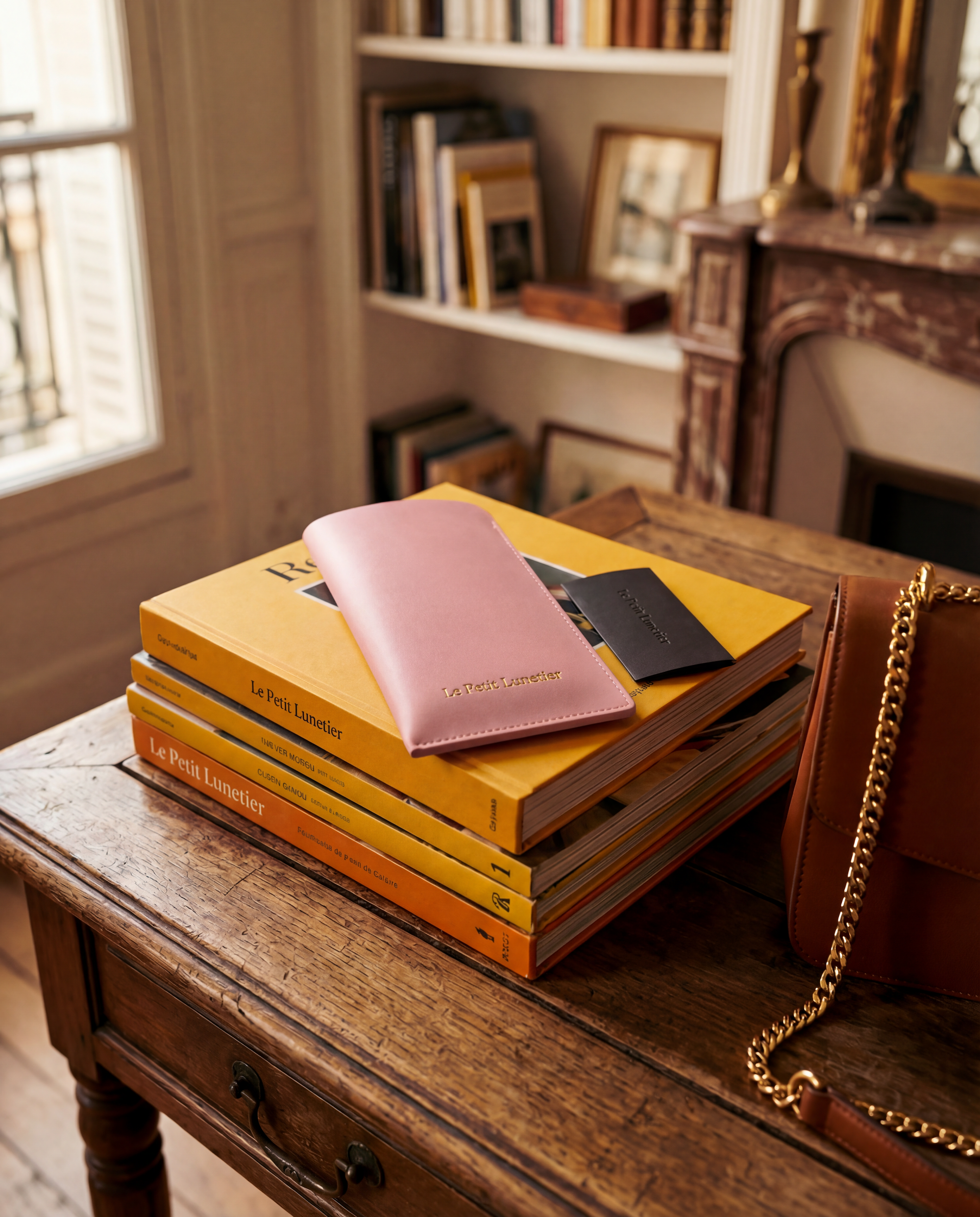 Pink leather pouch