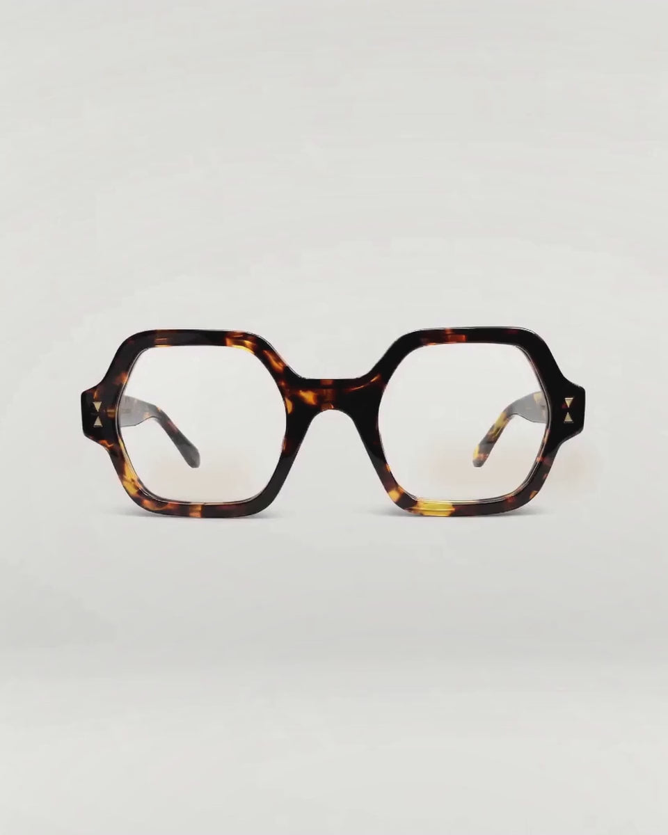 Lunettes de vue Romy Écaille — monture hexagonale acétate, vue à 360°