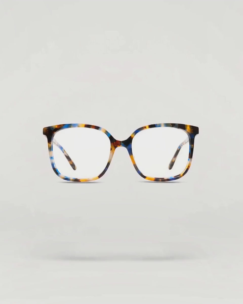 Lunettes de vue Albane Ecaille Bleu — monture rectangulaire acétate, vue à 360°