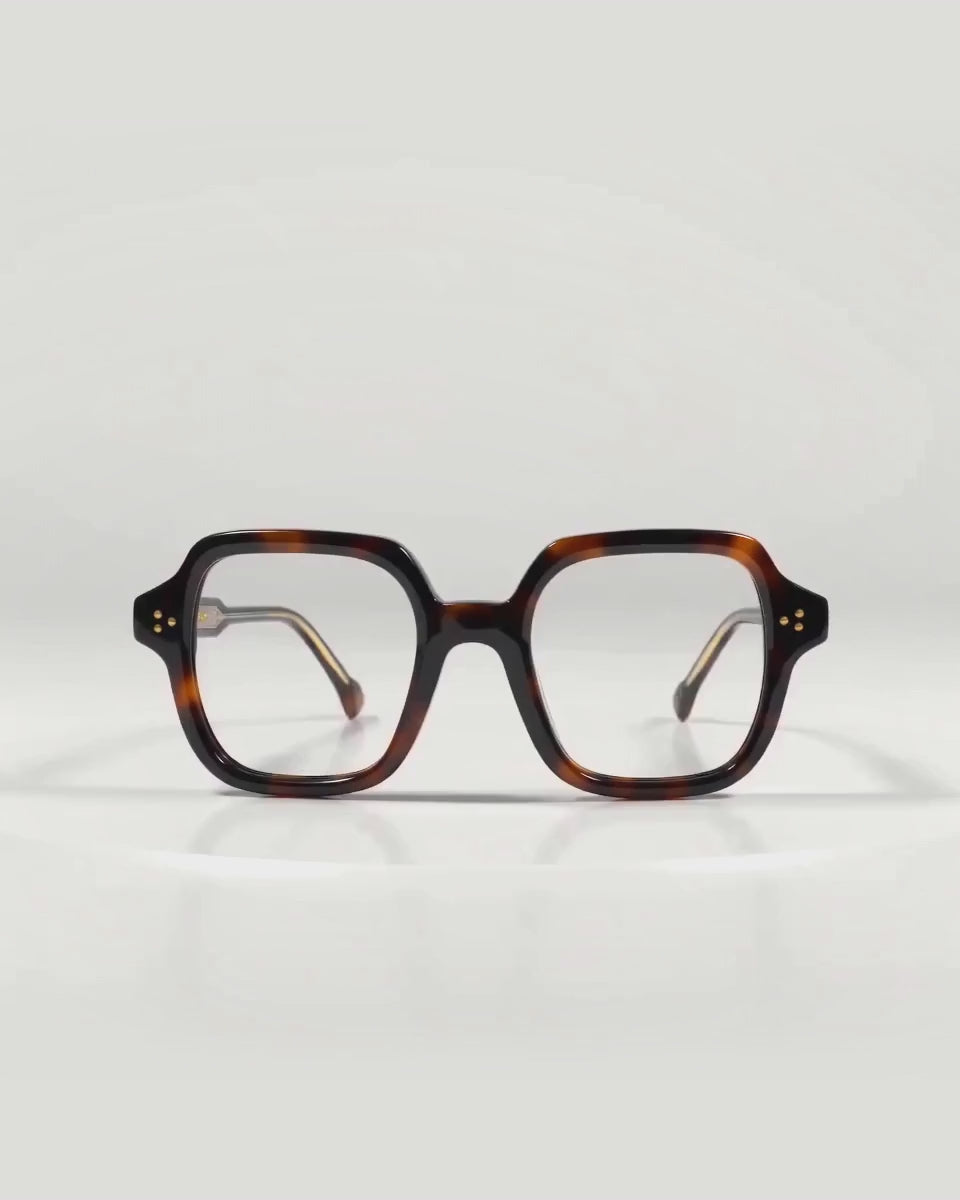 Lunettes de vue Raphaelle Ecaille — monture carrée acétate, vue à 360°